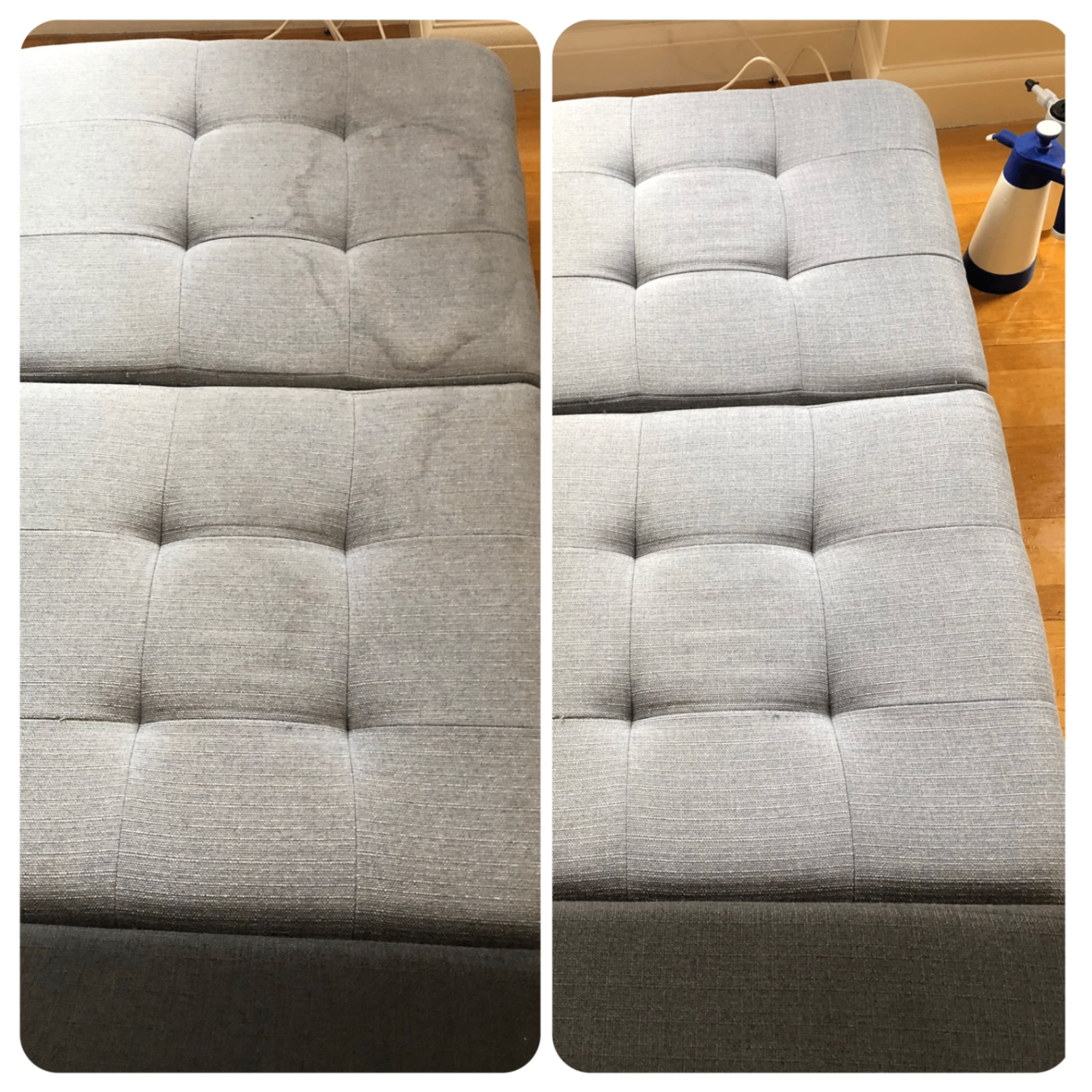 Upholstered ottoman clean